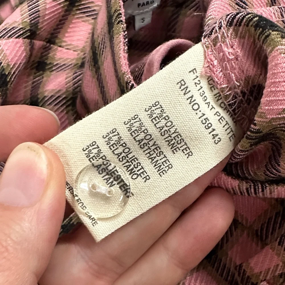 Anthropologie FRNCH Pink and Black Plaid Wide Leg Pants S